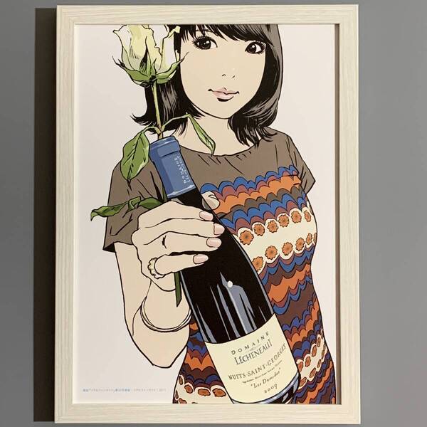 ■江口寿史■「雑誌 『リアルワインガイド』 第33号 表紙 2011」/A4額装品/セクシー/美人画/貴重イラスト/印刷物/インテリア G2729