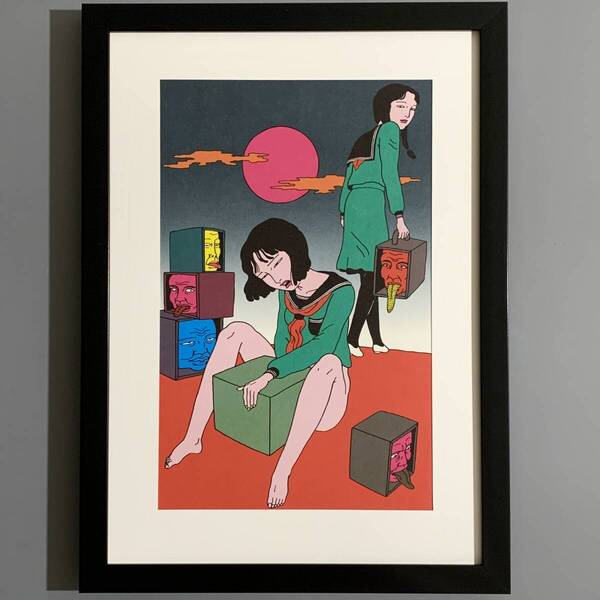 ■佐伯俊男■「SMセレクト 1974年3月号 掲載 #2」/A4額装品/復刻版/エロティックアート/貴重イラスト/印刷物/インテリア G2778