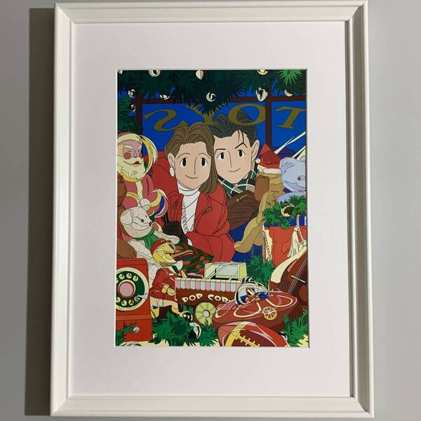 ■わたせせいぞう■「カレンダーイラスト 1996年 表紙」/A3額装品/クリスマス/貴重イラスト/印刷物/インテリア G2806