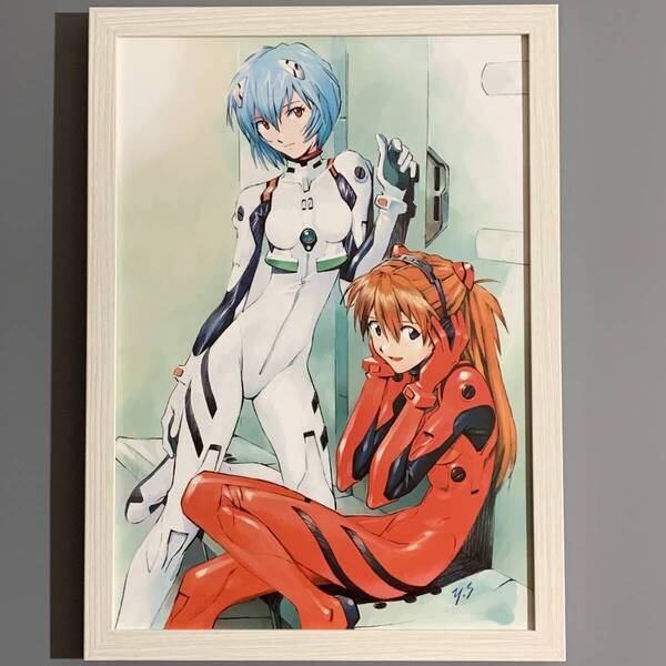 ■エヴァンゲリオン■「CARMINE #4」/A4額装品/貞本義行/綾波レイ/惣流・アスカ・ラングレー/貴重イラスト/印刷物/インテリア G2842