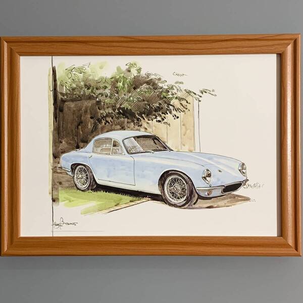 ■BOW/池田和弘■「Lotus Elite Sr-2 1988」/B5額装品/旧車/貴重イラスト/印刷物/インテリア G2872