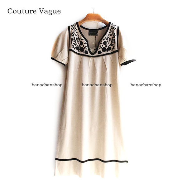 送料無料!定価19950円【新品】CoutureVague ヤマダヤ★刺繍ロングニット兼ワンピース・ベージュ★スコットクラブ販売ブランド
