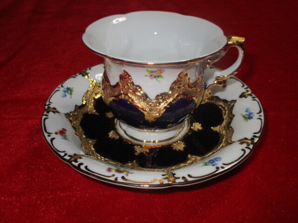 Meissen マイセン Bフォーム カップ&ソーサー『宮廷の小花』金彩 一級品 管理No.0068