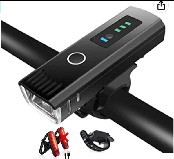 自転車 ライト USB充電式 LED ライト 防水 らいと【光センサー自動点灯モード搭載】高輝度1000ルーメン 4段階照明モード テールライト付き