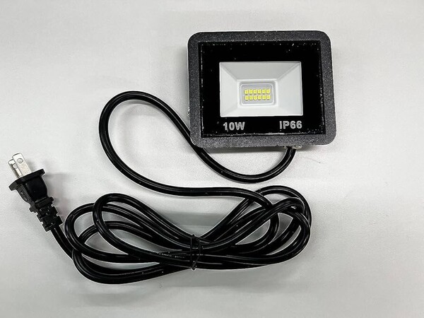 1個【10W 投光器 】 1.8mコードPSE認証 昼光色 1200LM 6500K 100w相当 IP66防水 120°広角 100V/200V 85-265V対応 ワークライト