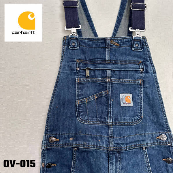 usa古着 carhartt カーハートオーバーオール デニム W32XL32 ダブルニー ストレッチ