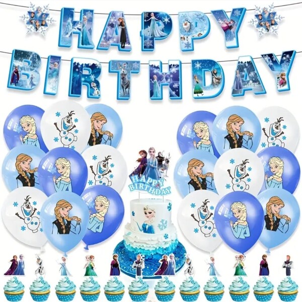 アナ雪 誕生日 飾り バナー ガーランド 風船 子供 バースデーパーティー エルサ アナ オラフ キャラクター ディズニー Disney