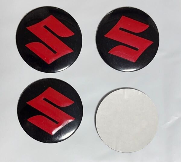 SUZUKI スズキ ホイールキャップシール アルミ製 レッド 56mm