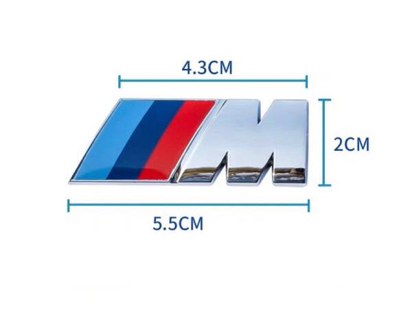 BMW Mスポーツ リアエンブレム フェンダーエンブレム 立体エンブレム M-Sports ステッカー シルバー 55mm20mm