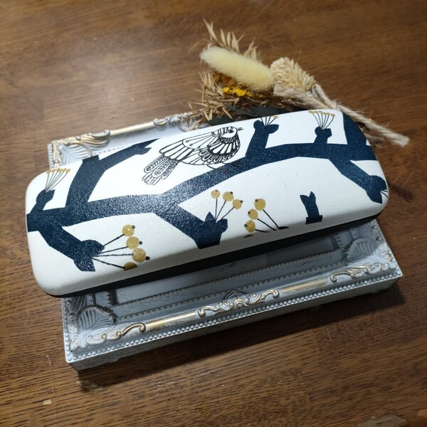 ♪メガネケース 眼鏡ケース 鳥 とり柄 デコパージュ ハンドメイド♪