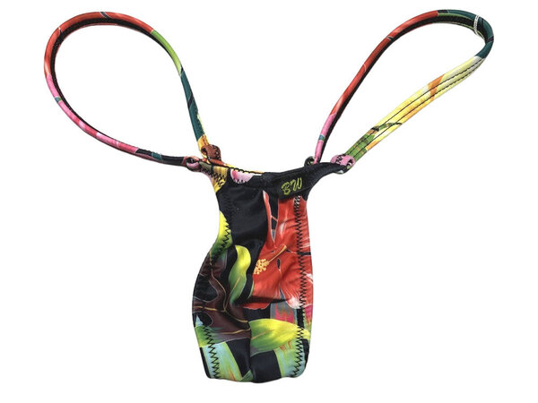 BODYWEAR メンズビキニ ハイビスカス柄 ウルトラマイクロTバック Lサイズ