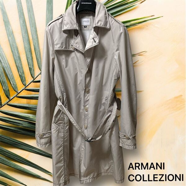 44Y250501H 美品 ARMANI COLLEZIONI アルマーニ メンズ 検 スプリングコート レインコート ジャケット ブルゾン カーディガン 撥水 傘
