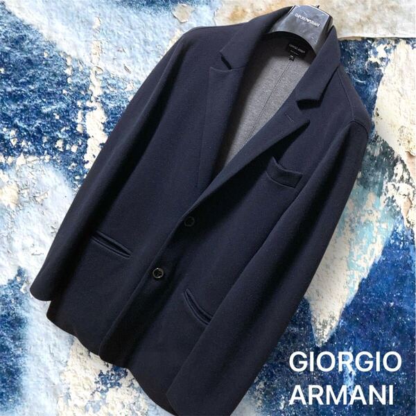 75Y250401L 超美品 黒タグ GIORGIO ARMANI ジョルジオアルマーニ メンズ ビジネス カシミヤ 春 ジャケット 検 コート ニット カーディガン