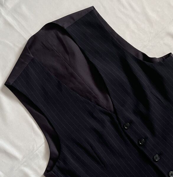 LARDINI 近年モデル ラルディーニ サイズ 46 S〜M ジレ ベスト 最高級 ネイビー系 ウール シングル イタリア製