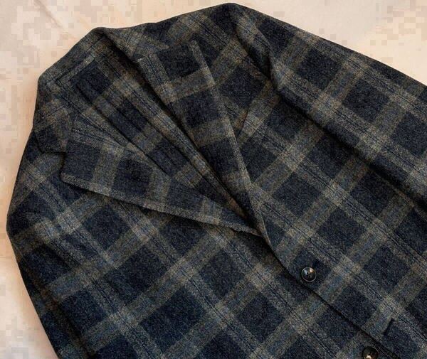 LARDINI ラルディーニ サイズ 44 S〜M テーラードジャケット グレー系 チェック ウール 100% イタリア製