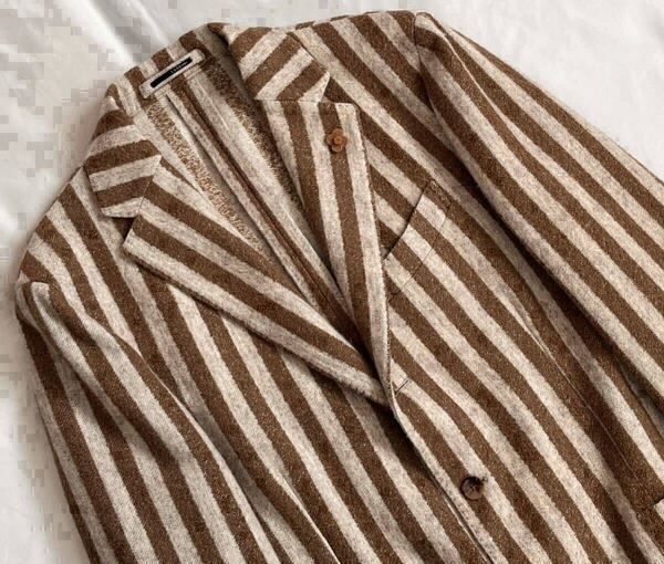 LARDINI 近年モデル ラルディーニ サイズ 52 L〜XL テーラードジャケット ブラウンベージュ系 ウール コットン イタリア製