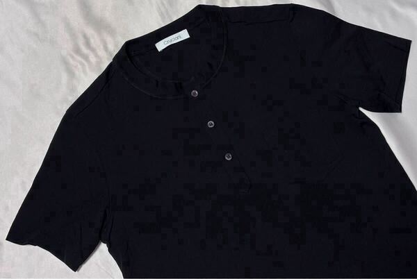 Cruciani クルチアーニ ニット ヘンリーネック コットン ブラック系 サイズ 50 M~L イタリア製 Tシャツ 半袖 ポケット 黒