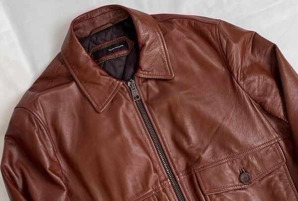 タリアトーレ 近年モデル ブラウン系 TAGLIATORE サイズ 46 S〜M レザー ジャケット 羊革 革ジャン イタリア製 ブルゾン