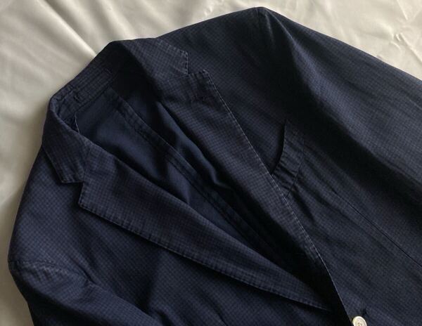 LARDINI ラルディーニ サイズ 46 テーラードジャケット ネイビー系 チェック ウール シルク S~M