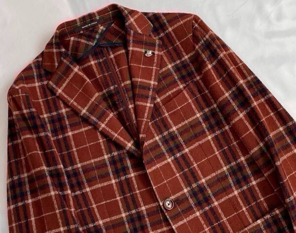 タリアトーレ ブラウン系 TAGLIATORE サイズ 46 S〜M テーラード ジャケット ウール イタリア製 チェック
