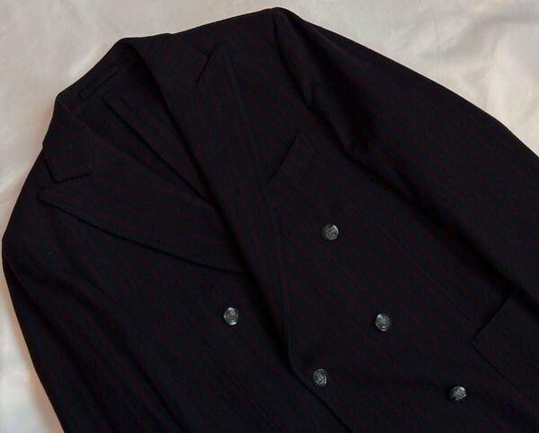 LARDINI ラルディーニ サイズ 48 M~L テーラードジャケット ネイビー系 ウール イタリア製 ストライプ ダブル