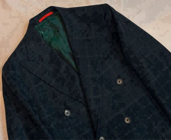 ISAIA イザイア サイズ 46 S〜M テーラードジャケット グレーグリーン系 ウール 100% イタリア製 ダブル