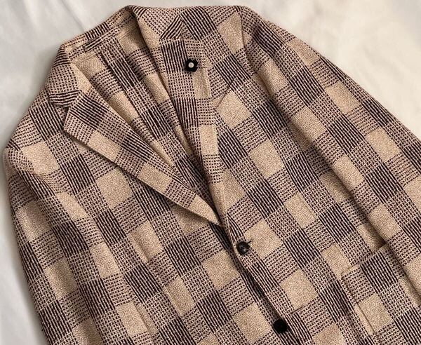 LARDINI ラルディーニ サイズ 44 S〜M テーラードジャケット ベージュブラウン系 コットン シルク イタリア製