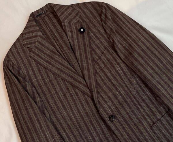 LARDINI 近年モデル ラルディーニ サイズ 44 S〜M テーラードジャケット ブラウングレー系 ウール リネン イタリア製
