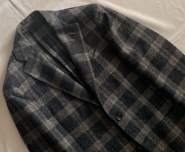 LARDINI ラルディーニ サイズ 44 S〜M テーラードジャケット ネイビーグレージュ系 ウール 100% チェック