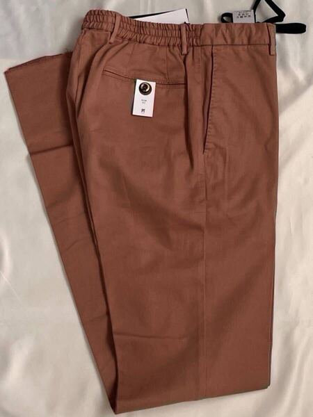 新品 PT TORINO ピーティートリノ サイズ 46 S〜M コットン ブラウン系 SLIM FIT カラーパンツ ドローコード