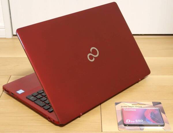 ★良品★Core i7-7700HQ/新品512GB SSD/8GB/フルHDタッチパネル/ブルーレイ/Hi-Res/Win11★富士通LIFEBOOK AH77/B1 ガーネットレッド