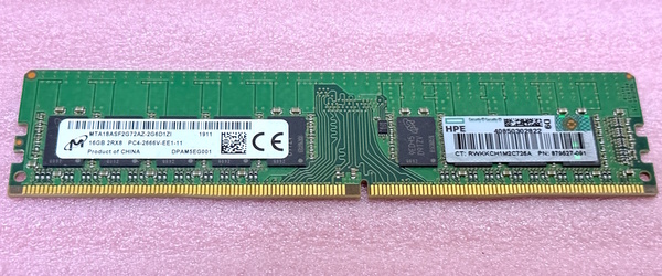 ◆Micron MTA18ASF2G72AZ-2G6D1 *PC4-21300/DDR4-2666/PC4-2666V ECC Unbuffered 288Pin DDR4 UDIMM 16GB 動作品