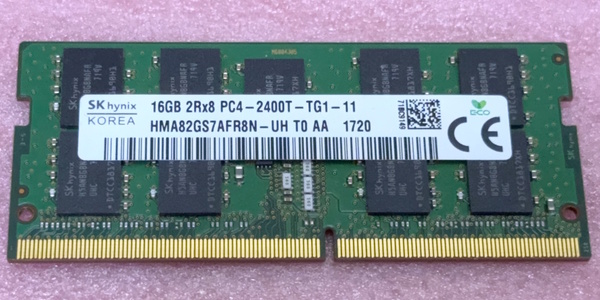 ∠SK hynix HMA82GS7AFR8N-UH *PC4-19200/DDR4-2400/PC4-2400T "ECC" 260Pin DDR4 SO-DIMM 16GB 動作品