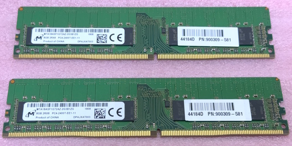□Micron MTA18ASF1G72AZ-2G3B1 2枚セット *PC4-19200/DDR4-2400/PC4-2400T ECC Unbuffered 288Pin DDR4 UDIMM 16GB(8GB x2) 動作品