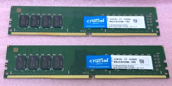 ☆CFD W4U2400CM-16G *PC4-19200/DDR4-2400 Micronチップ 288Pin DDR4 UDIMM 32GB(16GB x2) 動作品