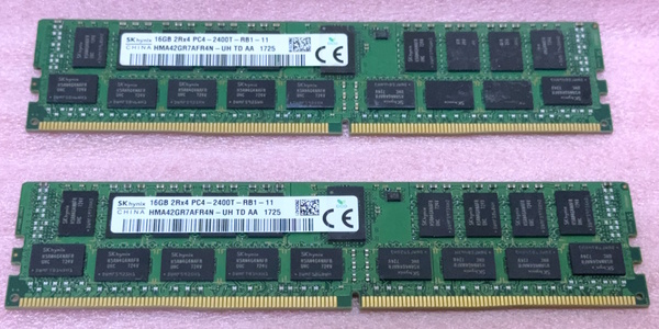 #SK hynix HMA42GR7AFR4N-UH 2枚セット *PC4-19200/DDR4-2400/PC4-2400T ECC REG/Registered 288Pin DDR4 RDIMM 32GB(16GB x2) 動作品