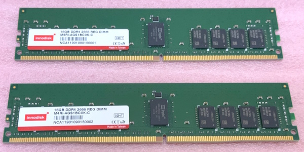 ∠innodisk M4RI-AGS1BC0K-C 2枚セット *PC4-21300/DDR4-2666 Samsungチップ ECC REG/Registered 288Pin DDR4 RDIMM 32GB(16GB x2) 動作品