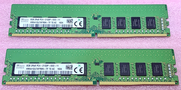 ◎SK hynix HMA41GU7AFR8N-TF 2枚セット *PC4-17000/DDR4-2133/PC4-2133P ECC Unbuffered 288Pin DDR4 UDIMM 16GB(8GB x2) 動作品