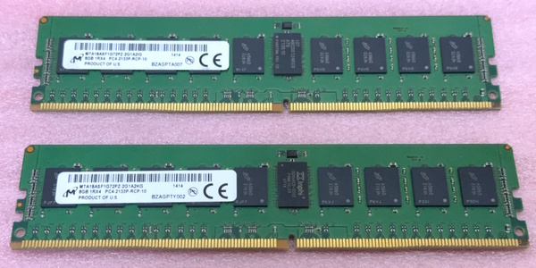 □Micron MTA18ASF1G72PZ-2G1A2 2枚セット *PC4-17000/DDR4-2133/PC4-2133P ECC REG/Registered 288Pin DDR4 RDIMM 16GB(8GB x2) 動作品