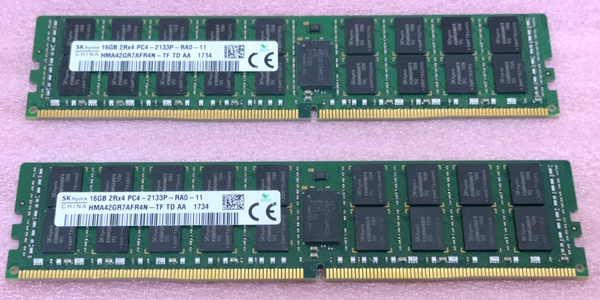 ■SK hynix HMA42GR7AFR4N-TF 2枚セット *PC4-17000/DDR4-2133/PC4-2133P ECC REG/Registered 288Pin DDR4 RDIMM 32GB(16GB x2) 動作品