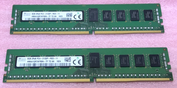 ●SK hynix HMA41GR7AFR8N-TF 2枚セット PC4-17000/DDR4-2133/PC4-2133P ECC REG/Registered 288Pin DDR4 RDIMM 16GB(8GB x2) 動作品