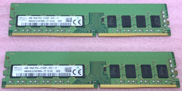 ○SK hynix HMA451U7AFR8N-TF 2枚セット *PC4-17000/DDR4-2133/PC4-2133P ECC Unbuffered 288Pin DDR4 UDIMM 8GB(4GB x2) 動作品