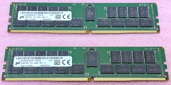 ◇Micron MTA36ASF4G72PZ-2G6E1 2枚セット *PC4-21300/DDR4-2666/PC4-2666V ECC REG/Registered 288Pin DDR4 RDIMM 64GB(32GB x2) 動作品