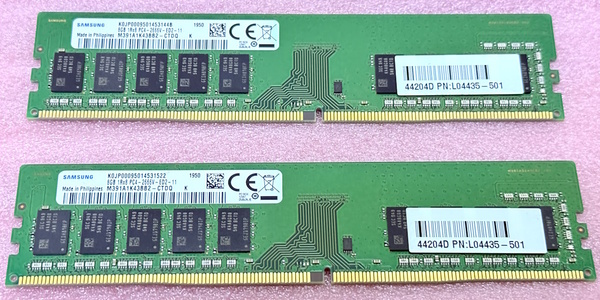 ☆Samsung M391A1K43BB2-CTD 2枚セット *PC4-21300/DDR4-2666/PC4-2666V ECC Unbuffered 288Pin DDR4 UDIMM 16GB(8GB x2) 動作品