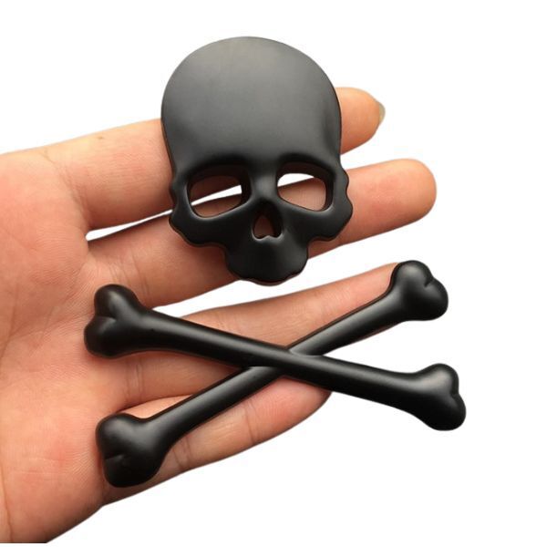 3D立体 ドクロ ステッカー ブラック 新品 エンブレム スカル おしゃれ ガイコツ 両面 テープ 付き 即納