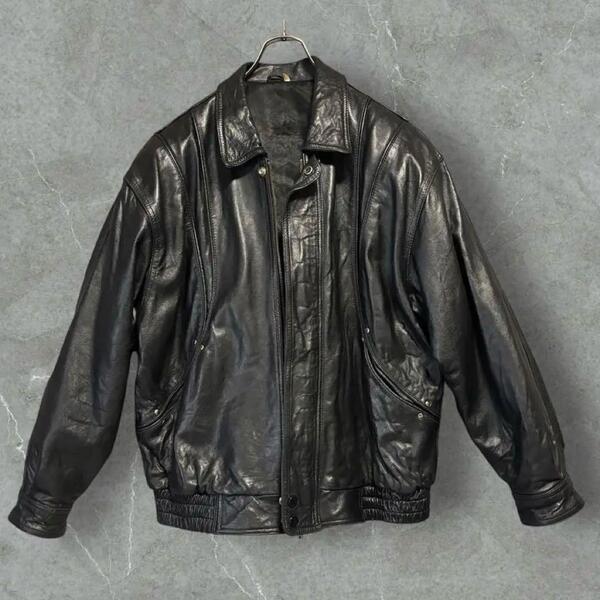 90s Vintage A-2 Type Leather Jacket L 黒 ブラック A-2型 ヴィンテージ レザージャケット 革ジャン アウター ジャケット 90s L相当
