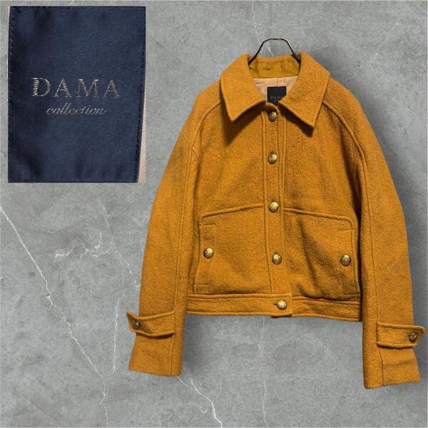 DAMA collection 圧縮ウールジャケット ゴールドボタン ショート丈 コート ダーマコレクション レディース アウター イエロー Mサイズ