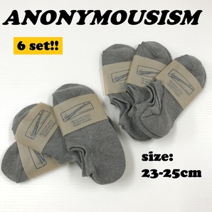 6セットまとめ売り /約24cm/ ANONYMOUSISM グレー 靴下 ソックス コットン生地 アウトドア 日本製 アウトドア キャンプ アノニマスイズム