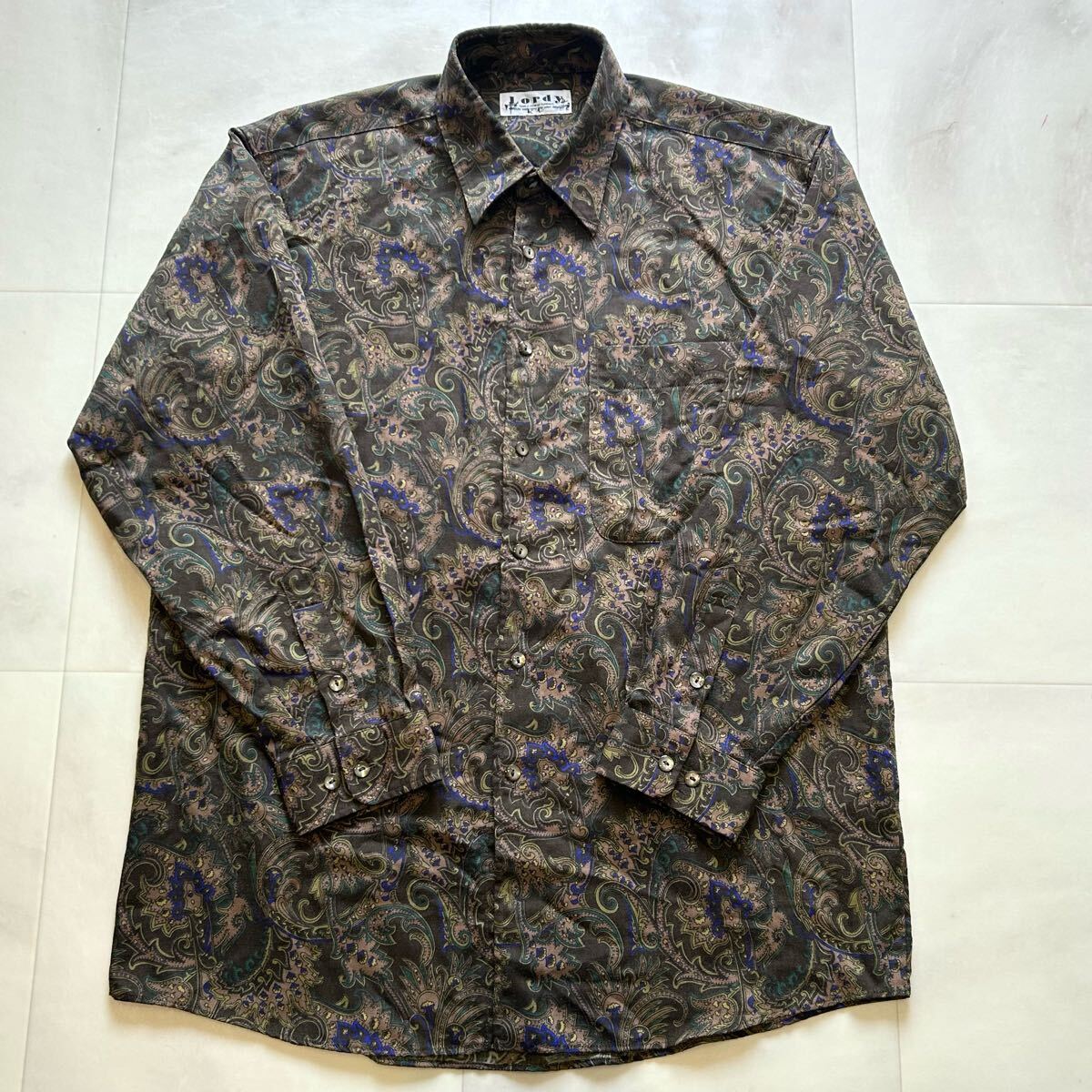 60' s ペイズリー シャツ wash and wear ヴィンテージ 古着 60s VAN HEUSEN B/D Paisley Print Cotton Shirt （M） DEAD