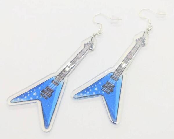 送料無料! アクリル ギター フライングV ピアス 両耳用 ストリート ロック ゴスロリ ネオスマ